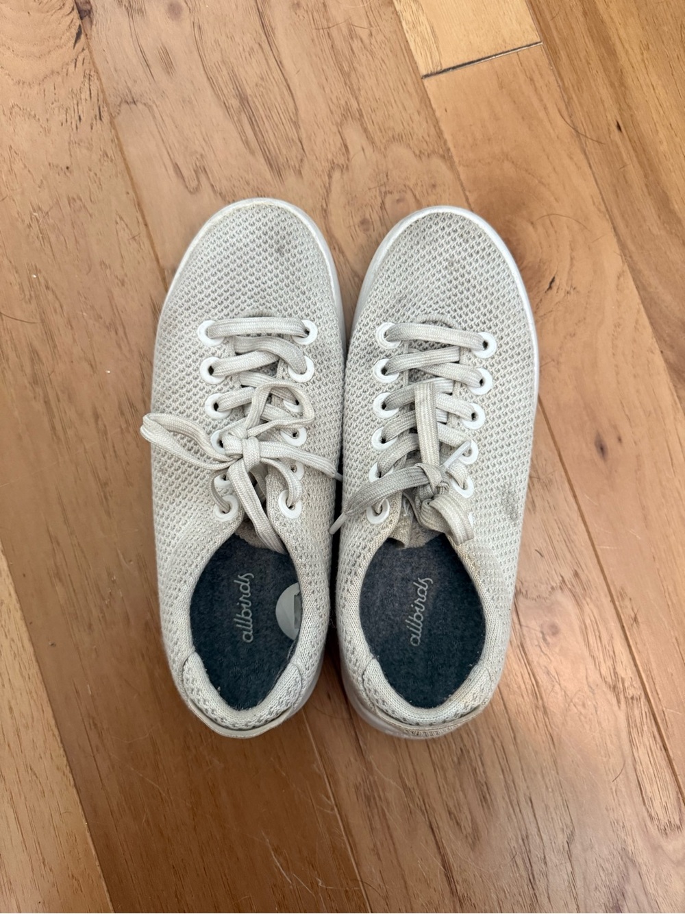 allbirds Neutral Knit Lace-Up Sneakers in Light Beige - tree pipers